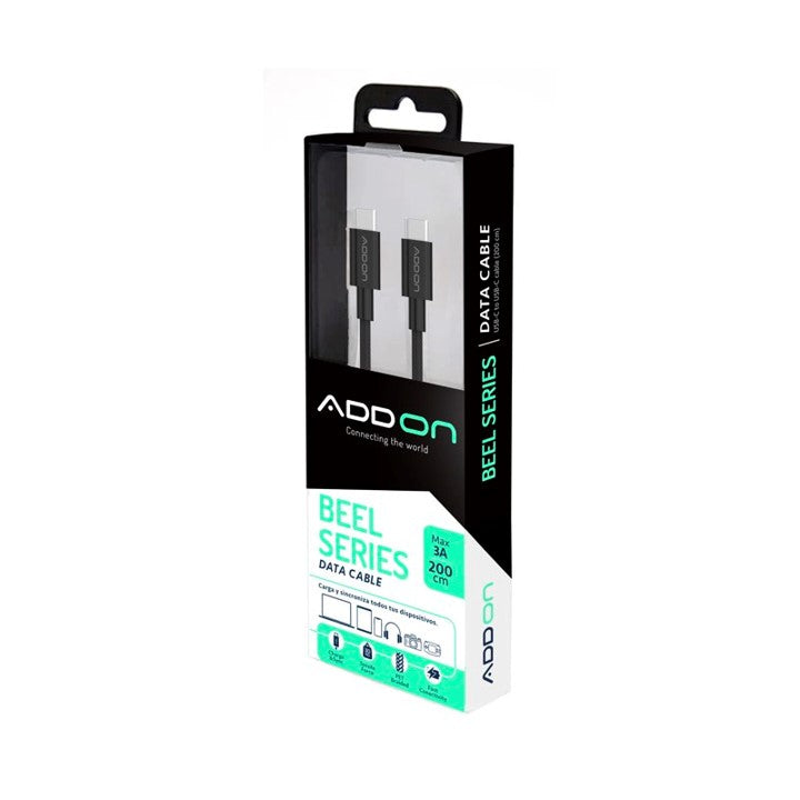 CABLE DE CARGA ADD ON USBC/USBC 2mt - BLACK