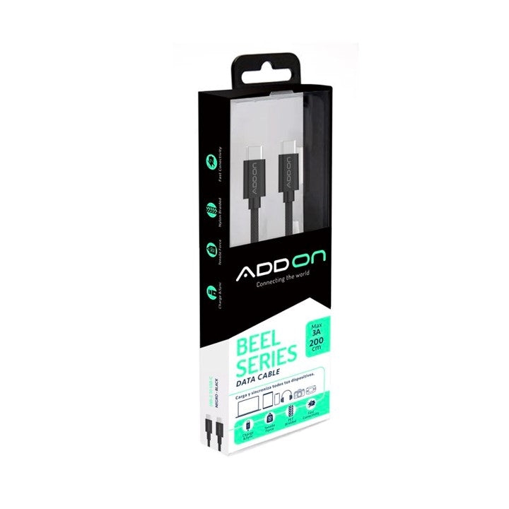 CABLE DE CARGA ADD ON USBC/USBC 2mt - BLACK