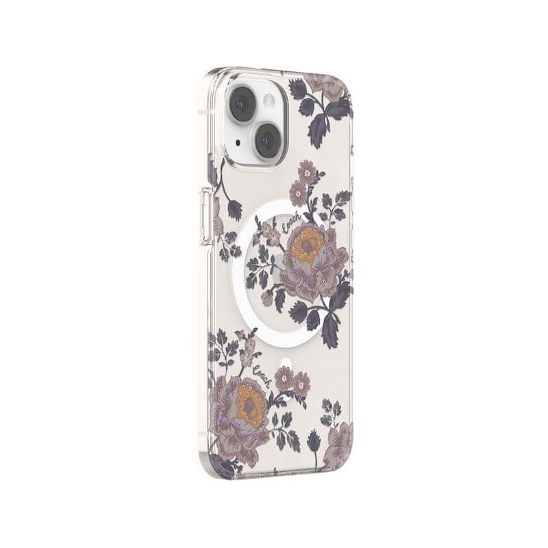 Case protectora Coach con MagSafe Para iPhone 14 - Moody Floral/Púrpura