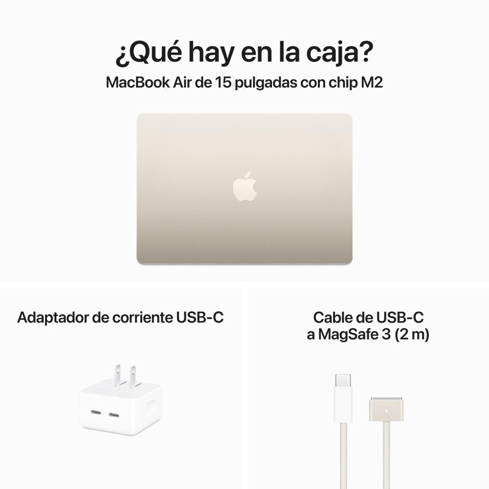 MacBook Air de 15 pulgadas Chip M2 de Apple con CPU de ocho núcleos y GPU de diez núcleos (Keyboard US English)