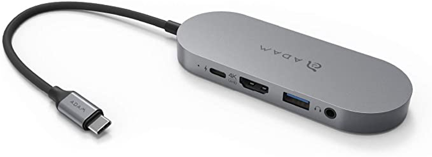 Multipuerto HUB ADAM ELEMENTS USB-C 4 en 1 SSD - Gris metalico