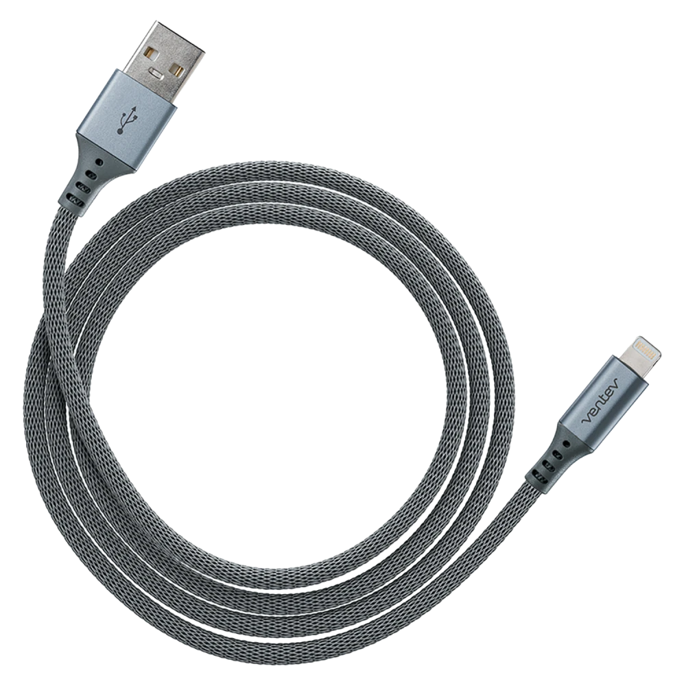 Cable de Aleacion Ventev de USB-A a Lightning de 4 pies - Gris acero