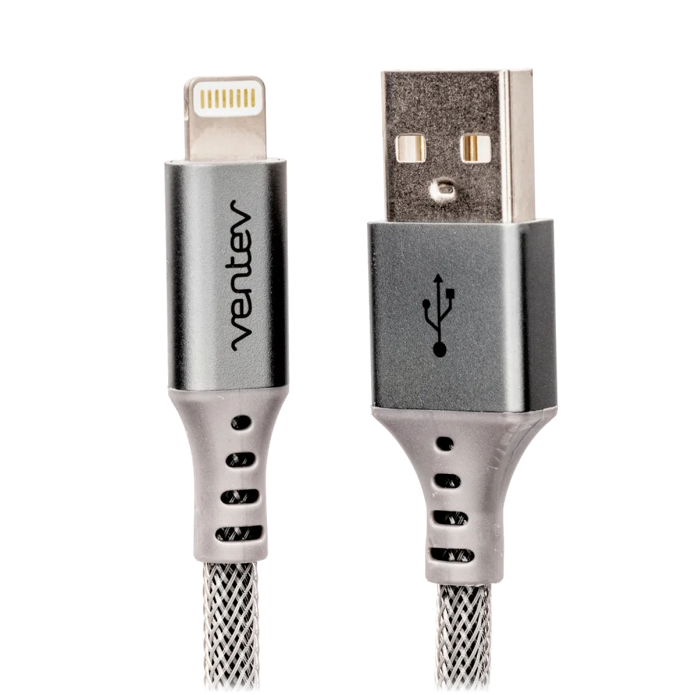 Cable de Aleacion Ventev de USB-A a Lightning de 4 pies - Gris acero