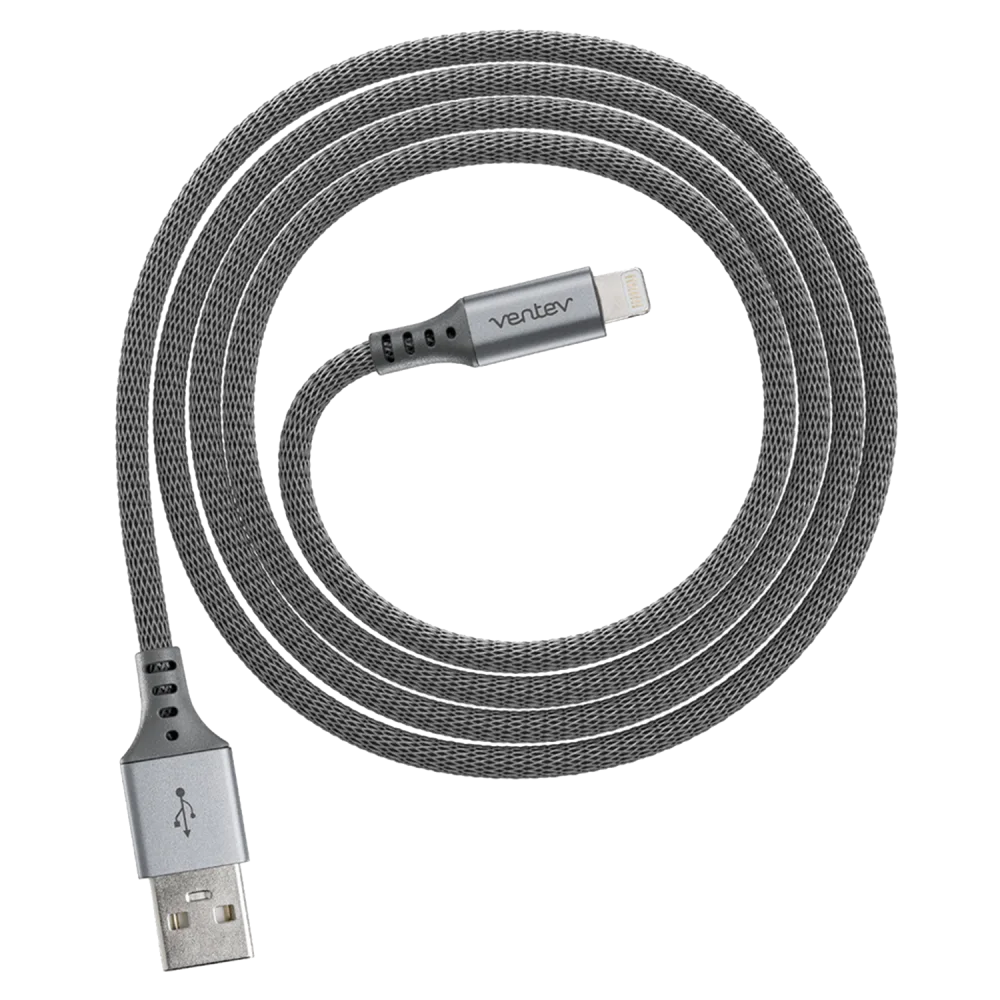 Cable de Aleacion Ventev de USB-A a Lightning de 4 pies - Gris acero