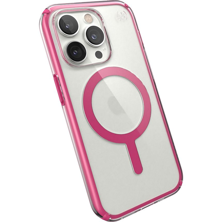 Case SPECK PRESIDIO PERFECT CLEAR GEOMS Para iPhone 14 Pro - Fucsia/Transparente