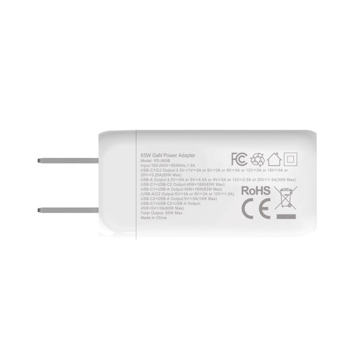 ADAPTADOR ADD ON DE PARED 65W GaN 3 PUERTOS