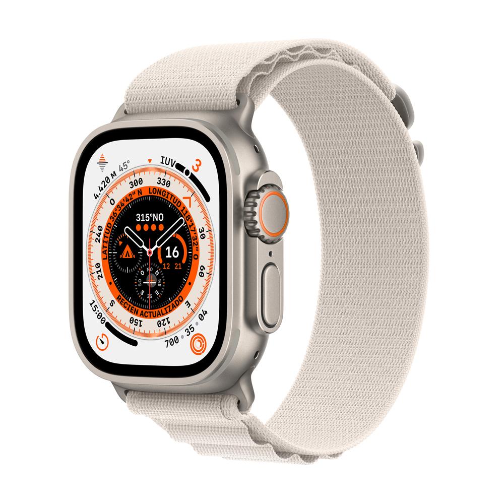 Apple Watch Ultra (GPS + Cellular) - Caja de titanio de 49 mm - Correa Loop Alpine blanco estrella - Talla L