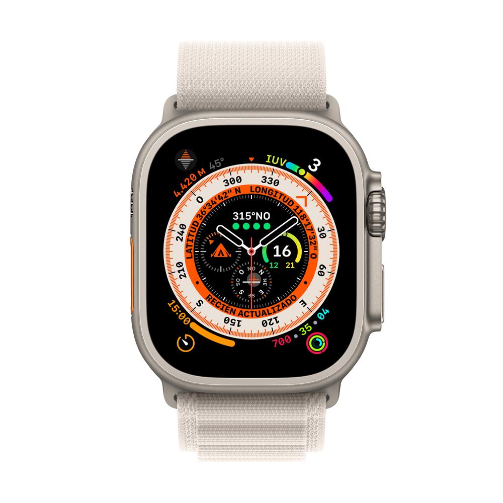 Apple Watch Ultra (GPS + Cellular) - Caja de titanio de 49 mm - Correa Loop Alpine blanco estrella - Talla L