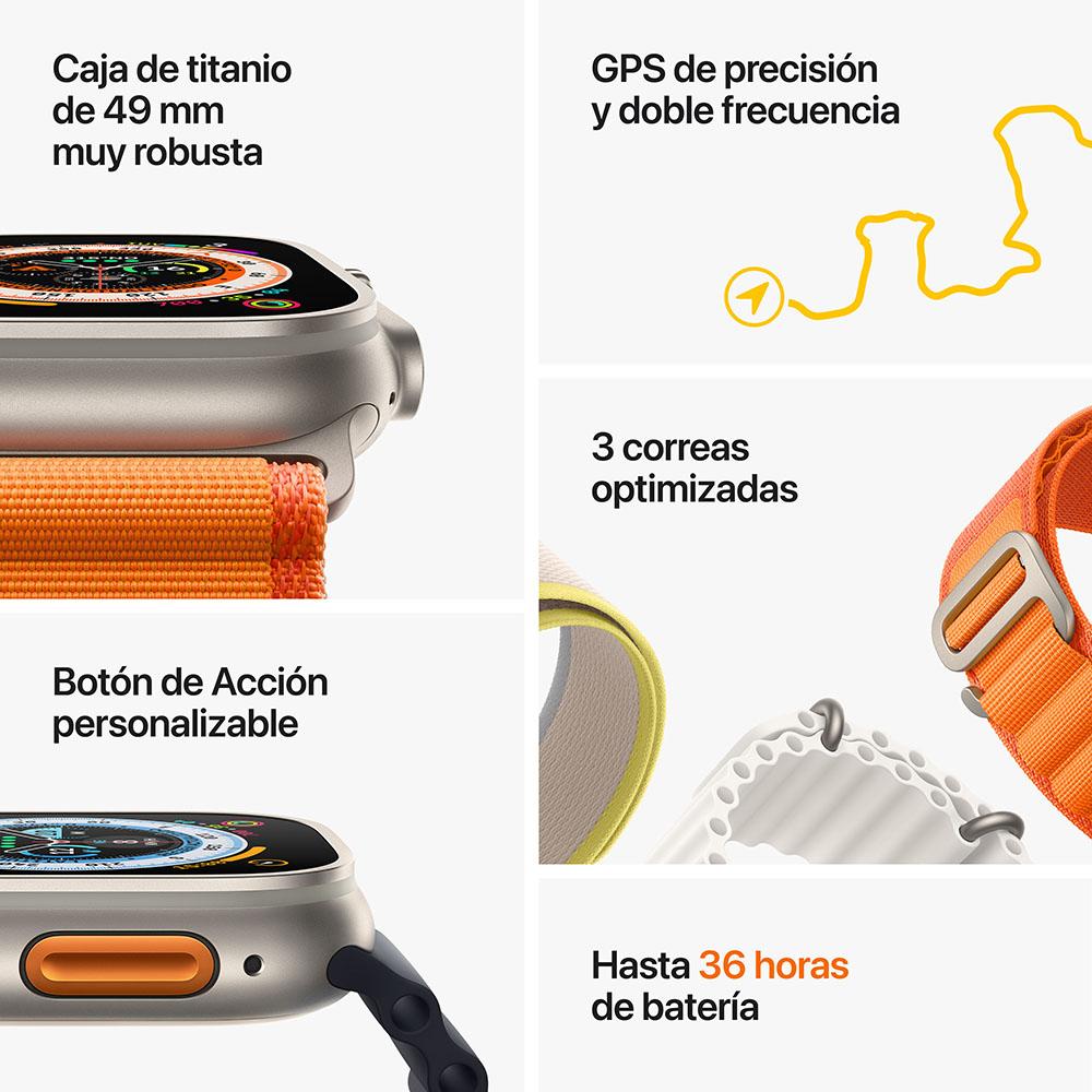 Apple Watch Ultra (GPS + Cellular) - Caja de titanio de 49 mm - Correa Loop Alpine blanco estrella - Talla L