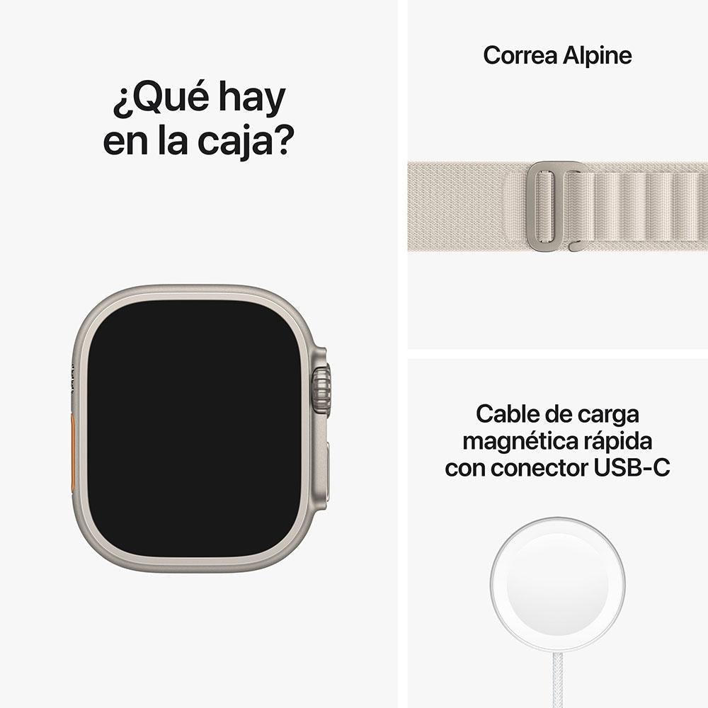 Apple Watch Ultra (GPS + Cellular) - Caja de titanio de 49 mm - Correa Loop Alpine blanco estrella - Talla L