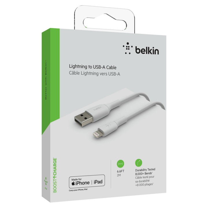 Cable Belkin USB-A a Lightning - 2M - Mixit - Blanco