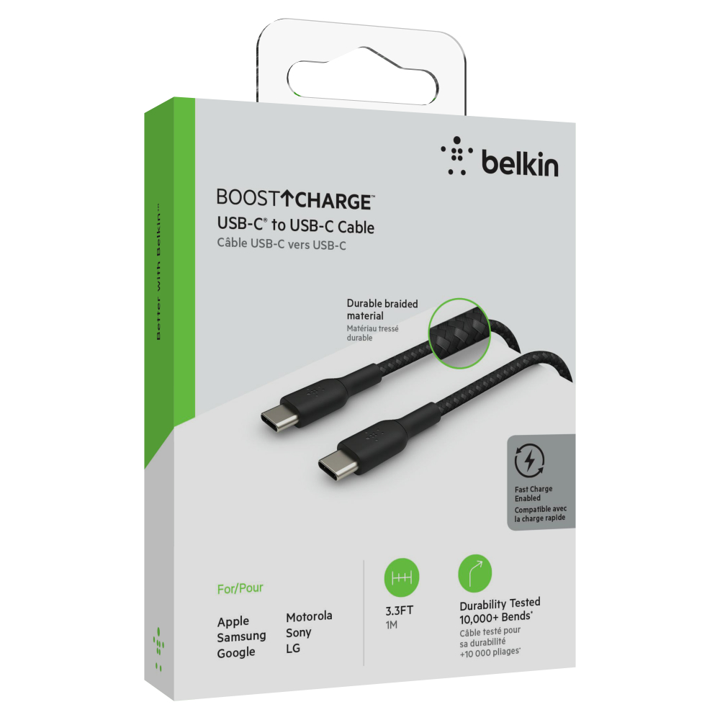 Cable Belkin USB-C a USB-C - 1M - Trenzado - Negro