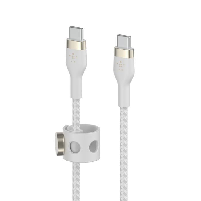 Cable BELKIN Pro Flex USB-C a USB-C con correa 2m - Blanco