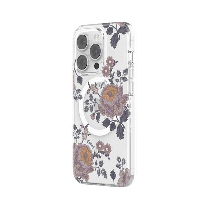 Case protectora Coach con MagSafe Para iPhone 14 Pro- Moody Floral/Púrpura