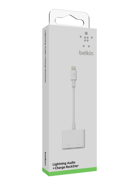 Adaptador Belkin De Audio Lightning + Carga Lightning Rockstar - Blanco