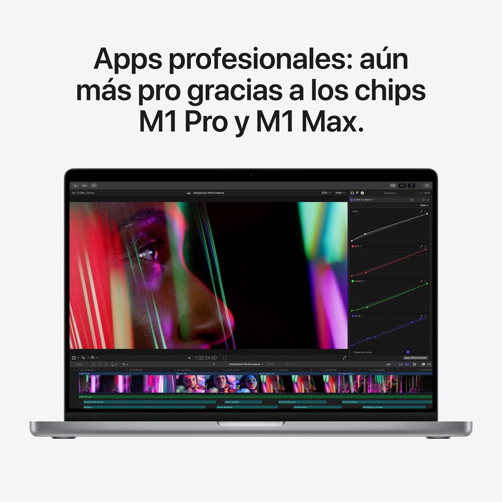 MacBook Pro de 16 pulgadas Chip M1 Pro de Apple con CPU de diez núcleos y GPU de dieciséis núcleos (Keyboard US English)