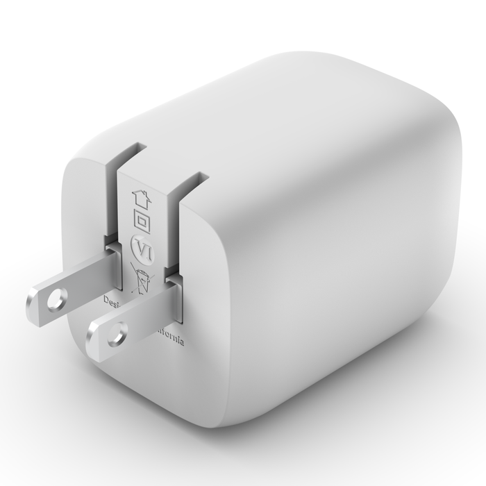 Cargador de pared doble BELKIN  USB-C GaN con PPS de 65 W - Blanco