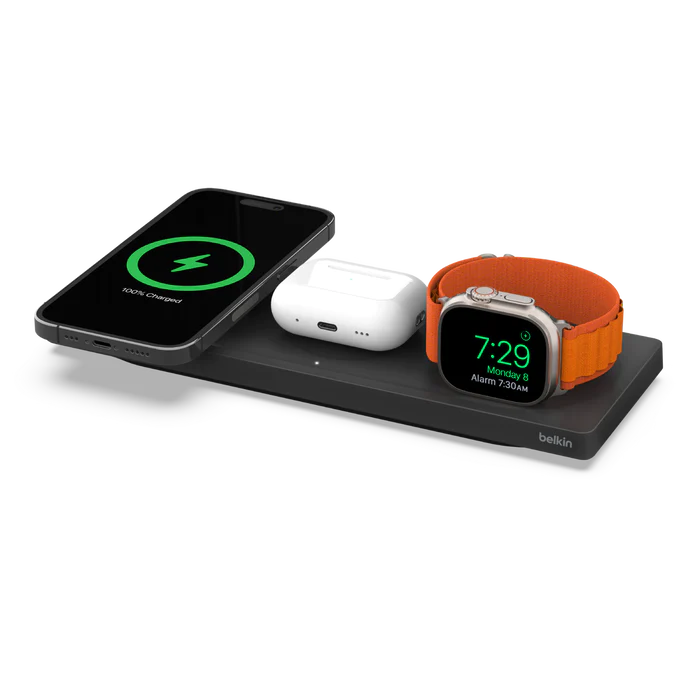 Base de Carga Pad Inalámbrica 3 en 1 MagSafe Pro - Carga Rápida Apple Watch 7/8/Ultra- Negro