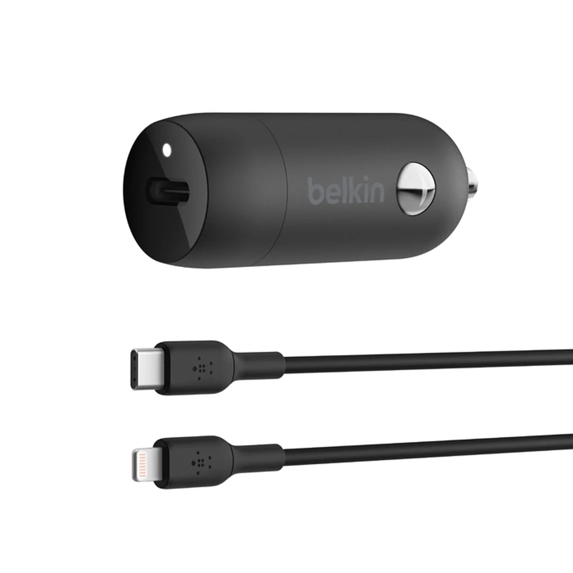 Cargador de coche USB-C de 30 W + cable USB-C a Lightning - Negro