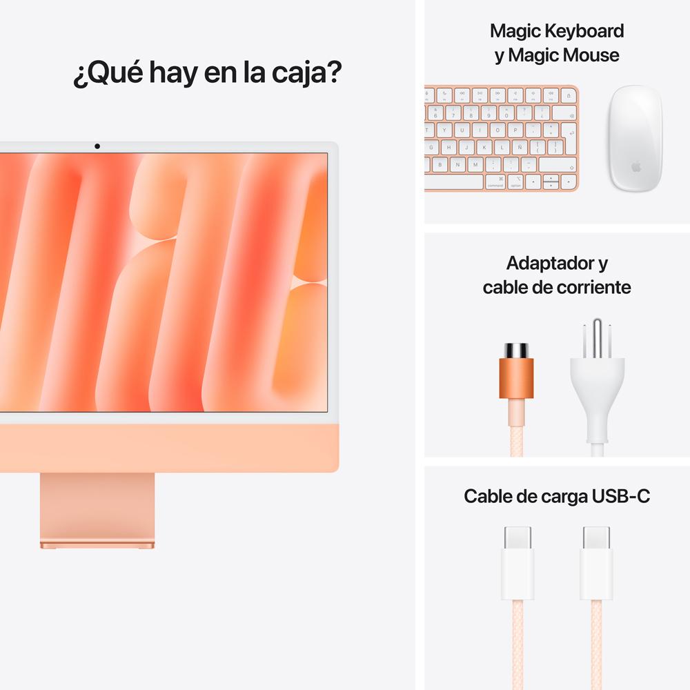 iMac con pantalla Retina 4,5K de 24 pulgadas: Chip M4 de Apple con CPU de 8 núcleos y GPU de 8 núcleos, 256 GB SSD - Naranja