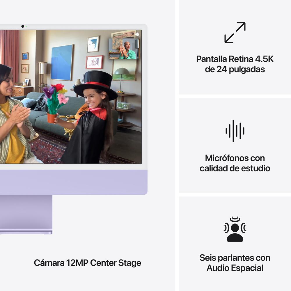 iMac con pantalla Retina 4,5K de 24 pulgadas: Chip M4 de Apple con CPU de 8 núcleos y GPU de 8 núcleos, 256 GB SSD - Morado