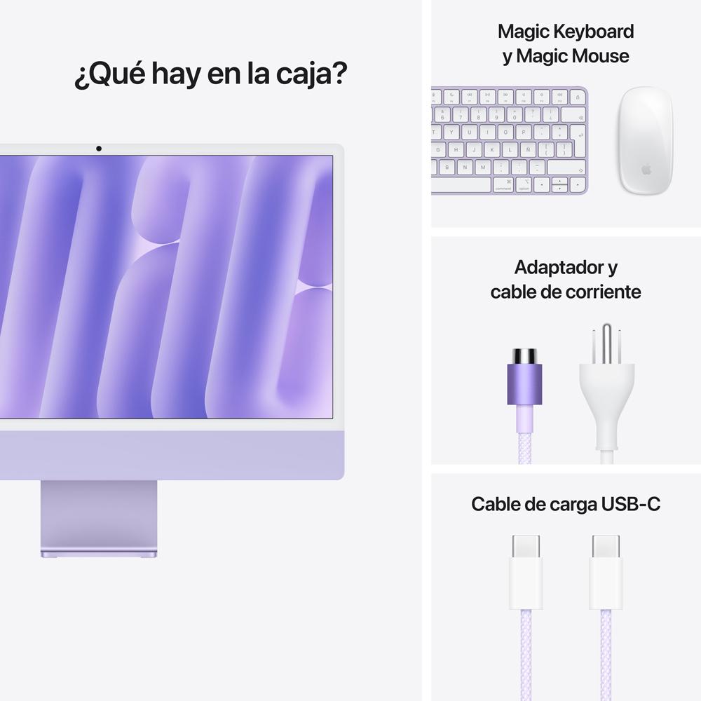 iMac con pantalla Retina 4,5K de 24 pulgadas: Chip M4 de Apple con CPU de 8 núcleos y GPU de 8 núcleos, 256 GB SSD - Morado