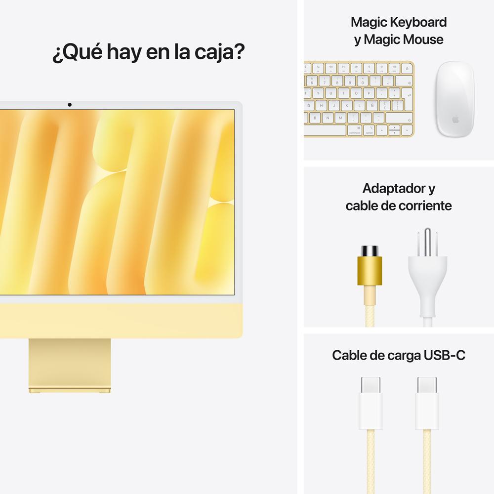 iMac con pantalla Retina 4,5K de 24 pulgadas: Chip M4 de Apple con CPU de 8 núcleos y GPU de 8 núcleos, 256 GB SSD - Amarillo