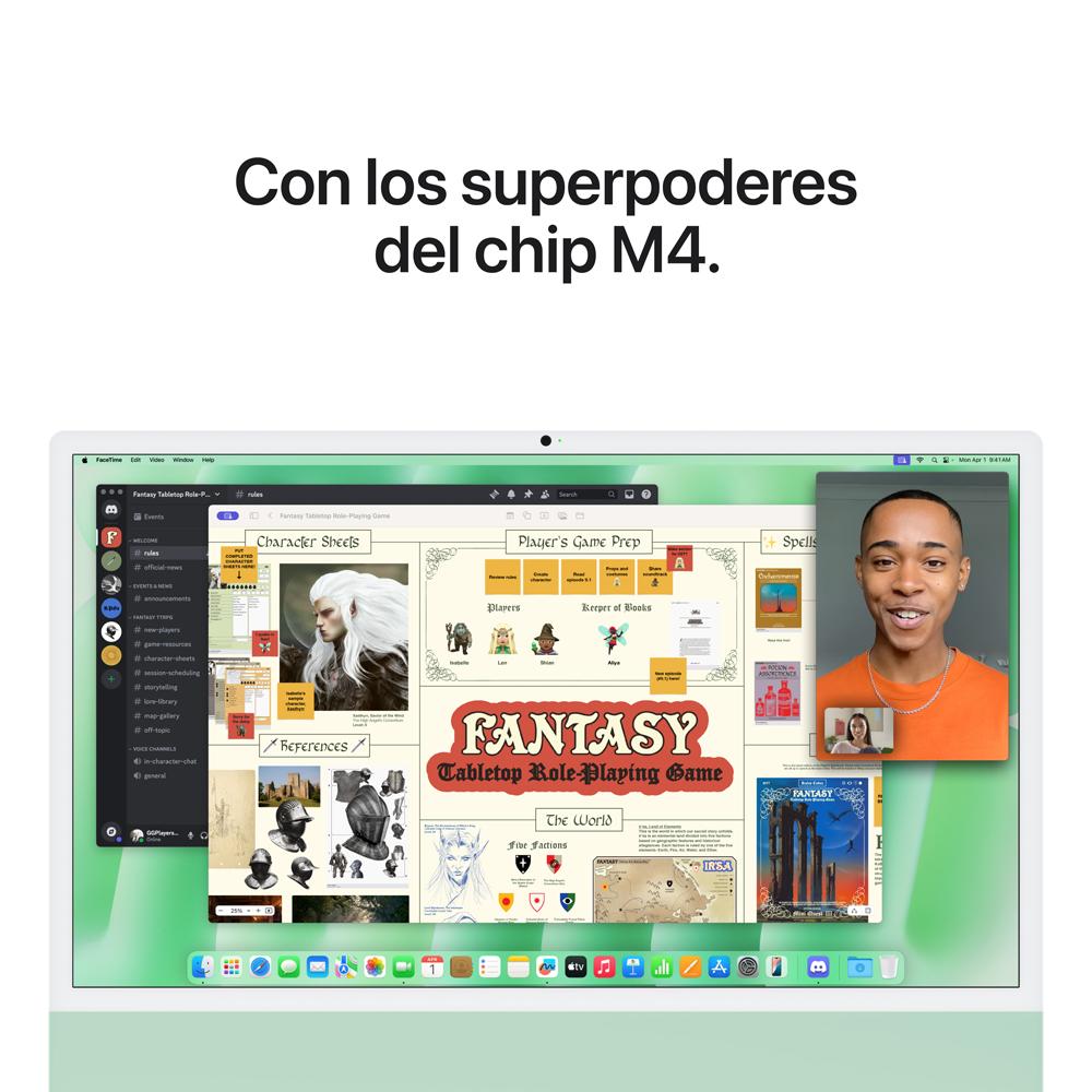 iMac con pantalla Retina 4,5K de 24 pulgadas: Chip M4 de Apple con CPU de 10 núcleos y GPU de 10 núcleos, 256 GB SSD - Verde