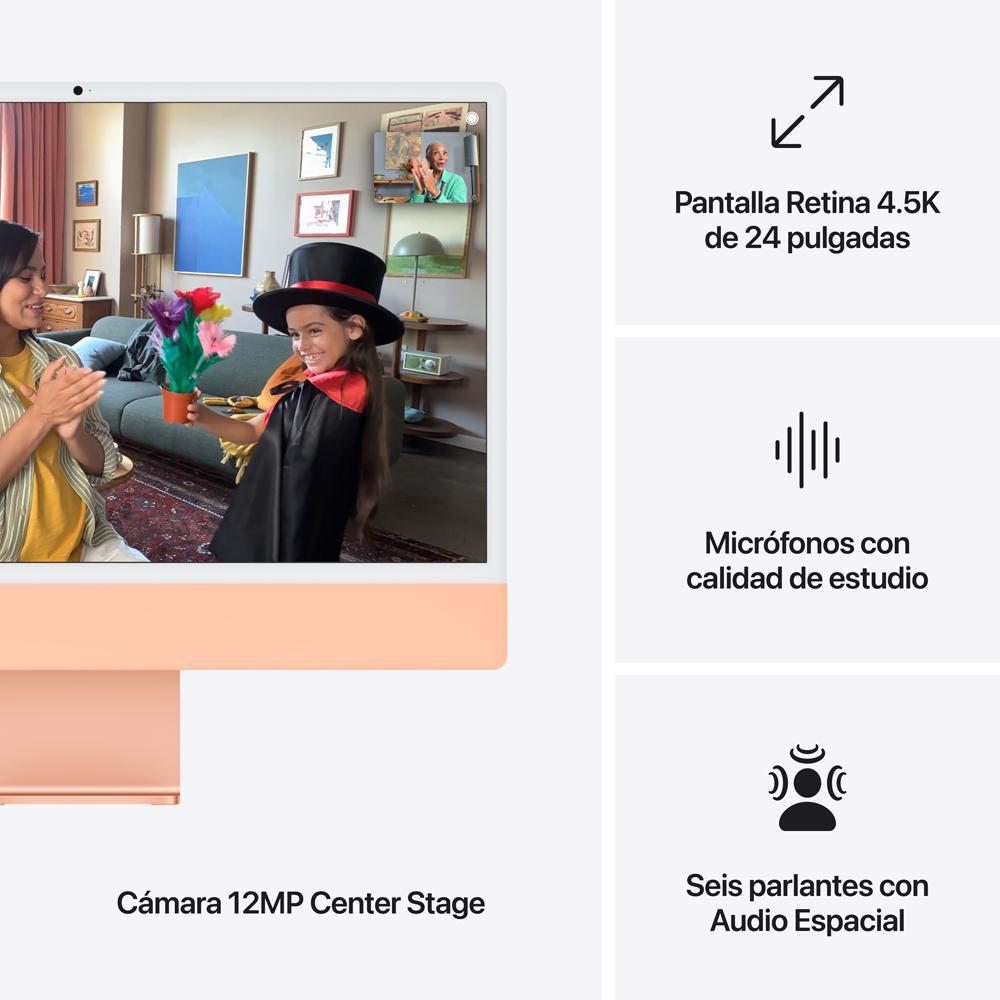 iMac con pantalla Retina 4,5K de 24 pulgadas: Chip M4 de Apple con CPU de 10 núcleos y GPU de 10 núcleos, 512 GB SSD - Naranja