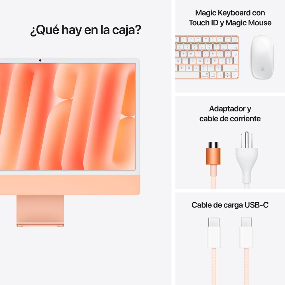 iMac con pantalla Retina 4,5K de 24 pulgadas: Chip M4 de Apple con CPU de 10 núcleos y GPU de 10 núcleos, 512 GB SSD - Naranja