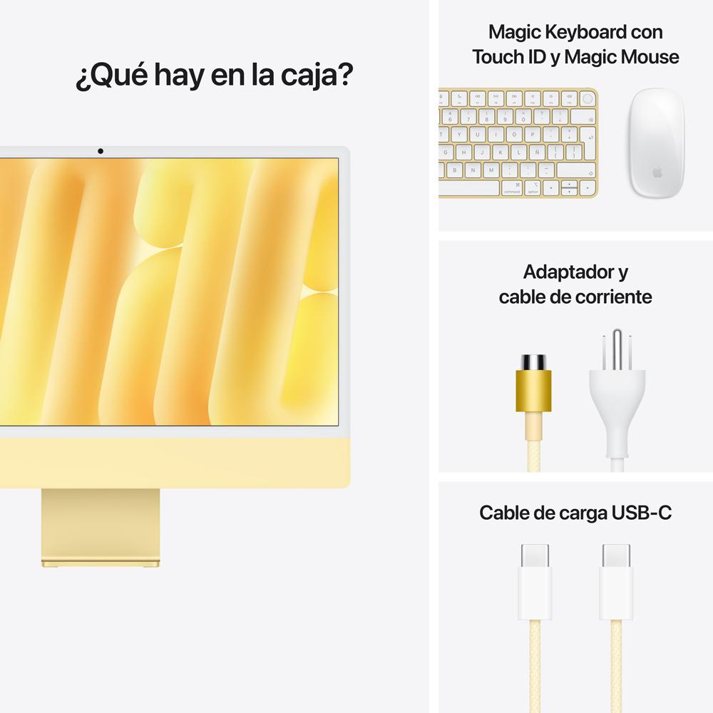 iMac con pantalla Retina 4,5K de 24 pulgadas: Chip M4 de Apple con CPU de 10 núcleos y GPU de 10 núcleos, 512 GB SSD - Amarillo