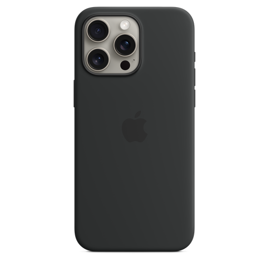 Funda de silicón con MagSafe para el iPhone 15 Pro Max - Negro