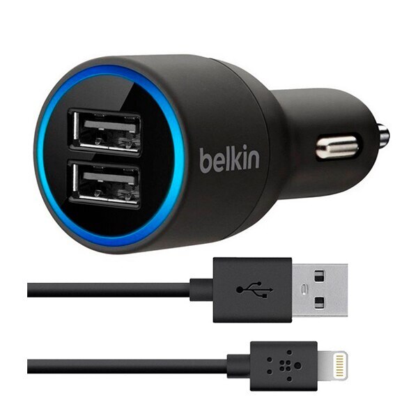 R Black Car Charger Dual Belkin With Lightning To Usb Cable 2.1