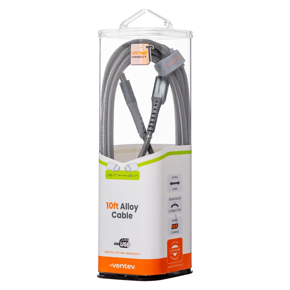 Cable de Aleacion VENTEV USB-C a USB-C 10FT - Acero