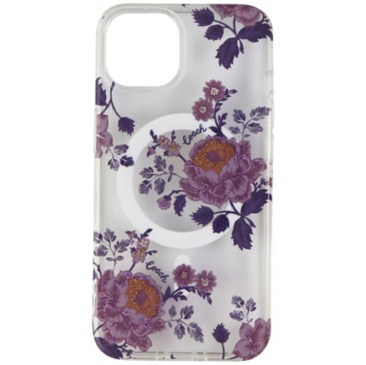 Case protectora Coach con MagSafe Para iPhone 14 - Moody Floral/Púrpura