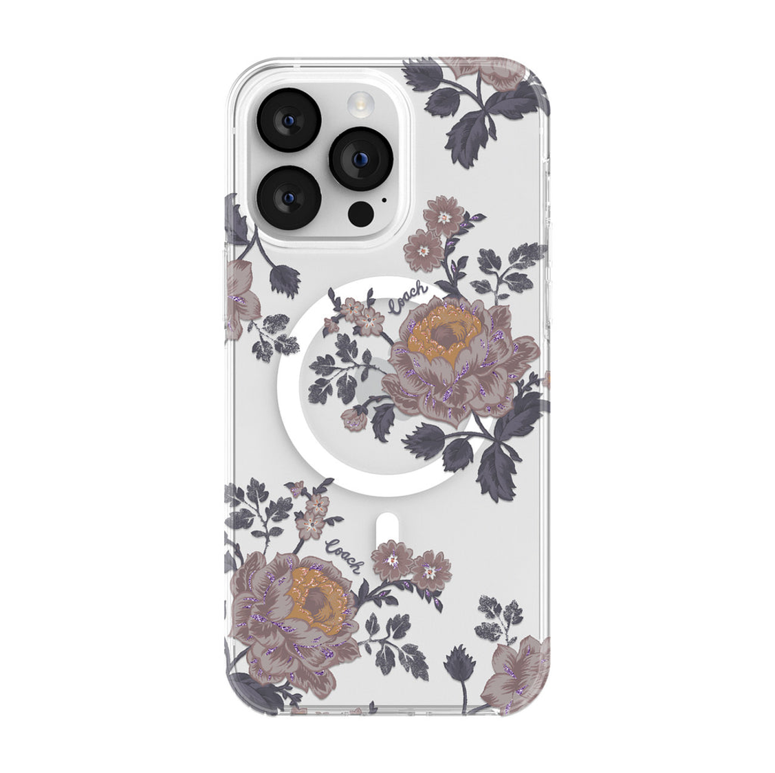 Case protectora Coach con MagSafe Para iPhone 14 Pro Max- Moody Floral/Púrpura