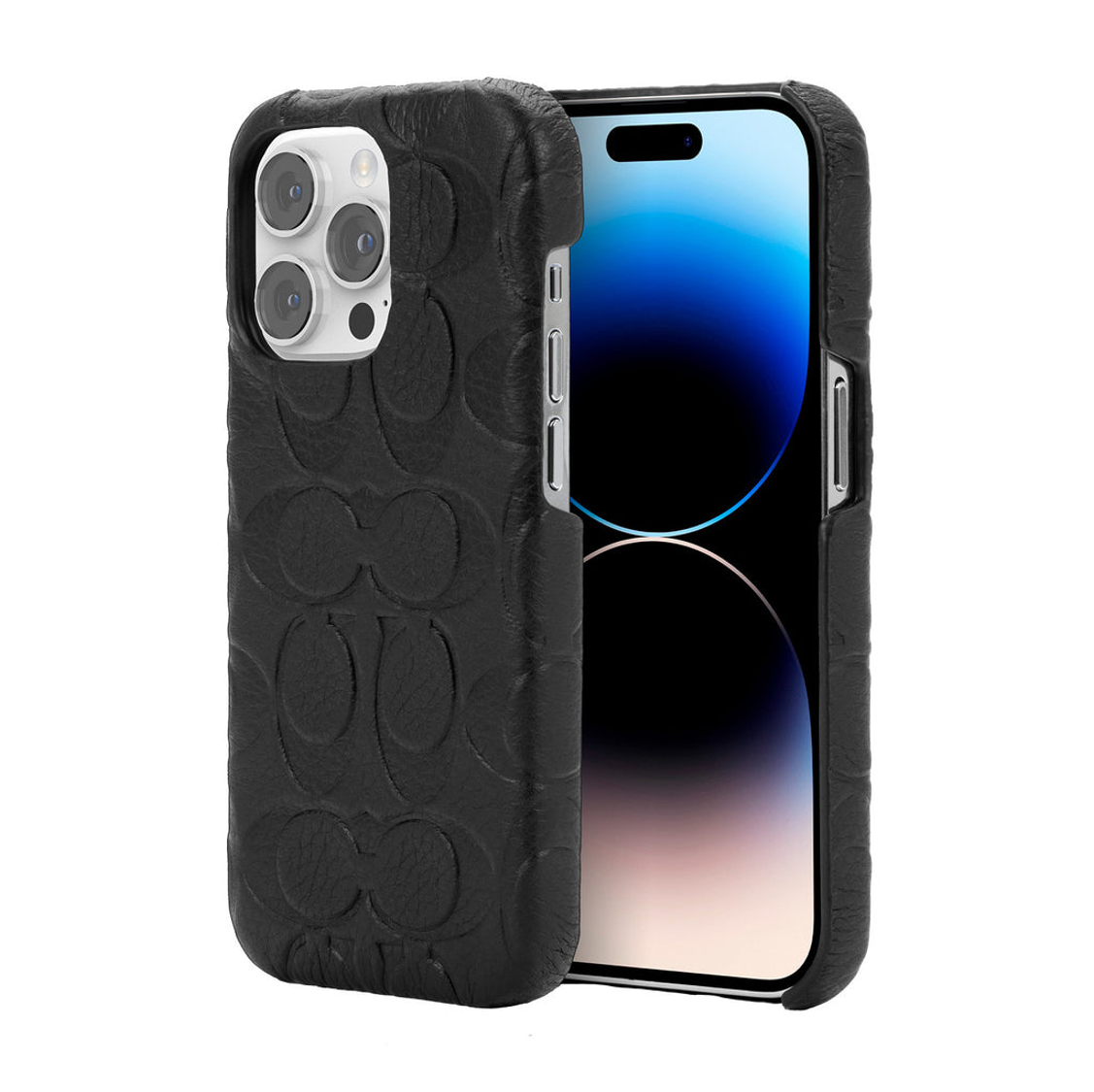 Case Coach Slim Envoltura De Cuero En Relieve Para iPhone 14 Pro- Negro