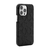 Case Coach Slim Envoltura De Cuero En Relieve Para iPhone 14 Pro Max- Negro