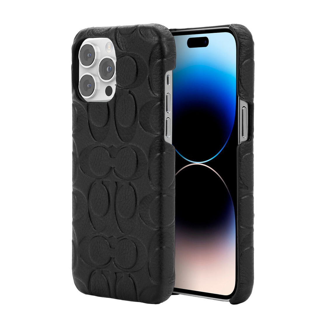 Case Coach Slim Envoltura De Cuero En Relieve Para iPhone 14 Pro Max- Negro